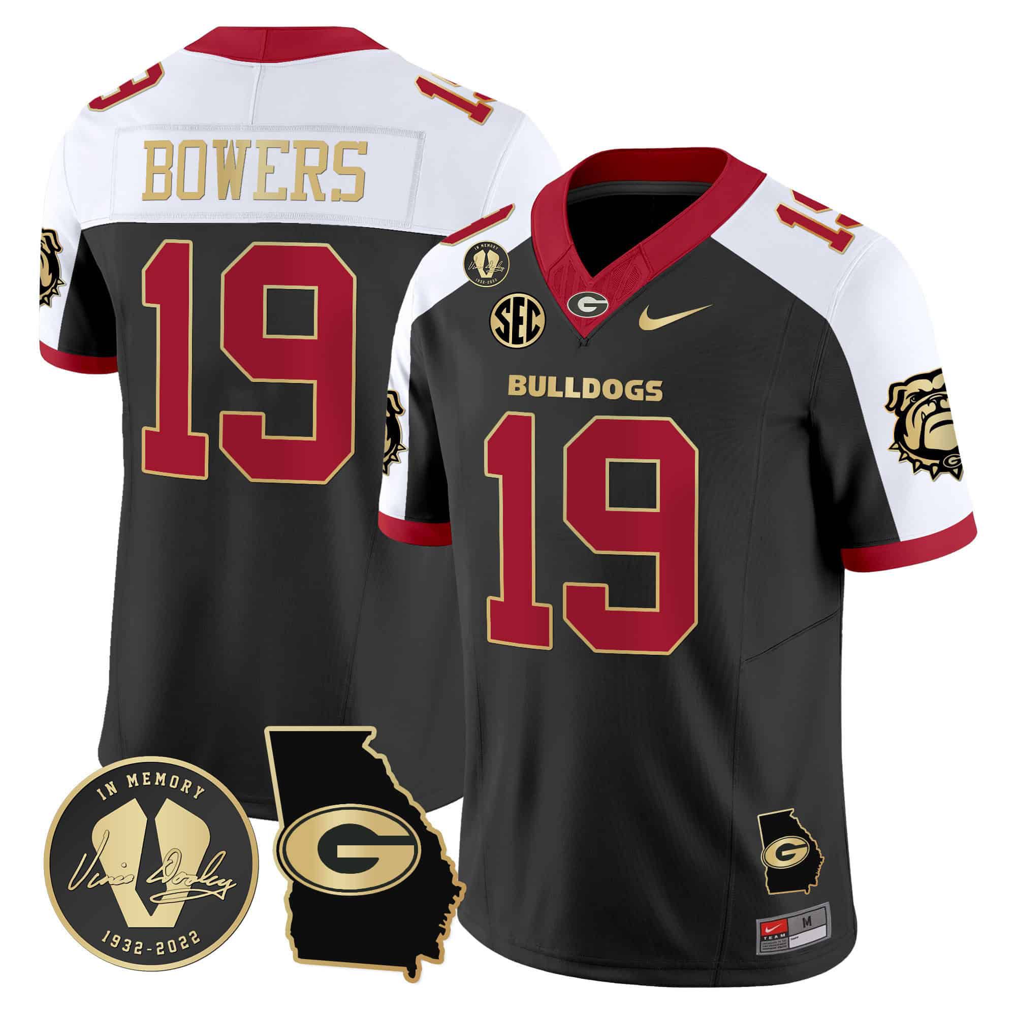 Men Georgia Bulldogs 19 Bowers Black 2024 Nike Vapor NCAA Jersey